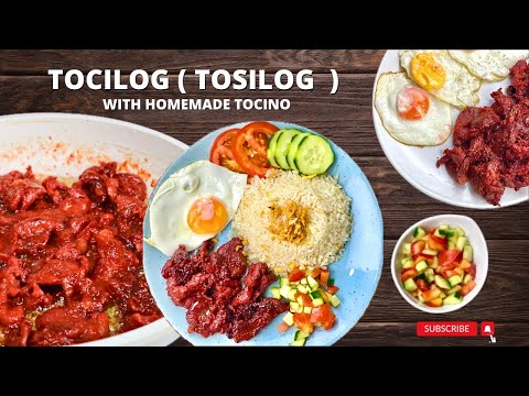 Filipino Breakfast Tocilog ( Tosilog ) with Homemade Tocino
