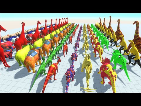 COLOR ALL DINOSAURS DEATH RUN | ARBS | Animal Revolt Battle Simulator