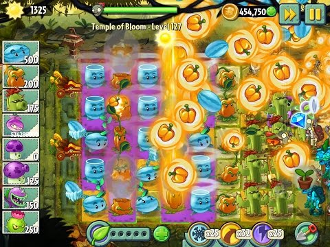 Plants vs Zombies 2 Epic Hack : Temple of Bloom - Level 127 Cactus & the Lob Attack Brothers!