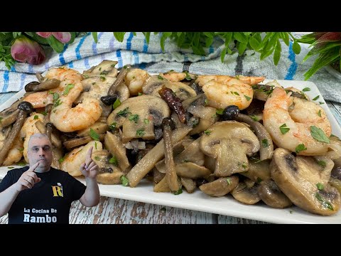 😎 Champiñones al Ajillo Con Langostinos - Receta fácil y deliciosa 🤩🤩