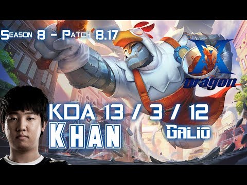 KZ Khan GALIO vs AKALI Mid - Patch 8.17 KR Ranked