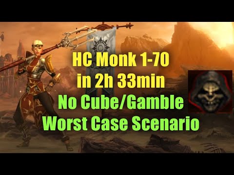 HC Monk {Worst Case Scenario RNG} 1 to 70 in 2h 33min - Season 25 Leveling Example Run