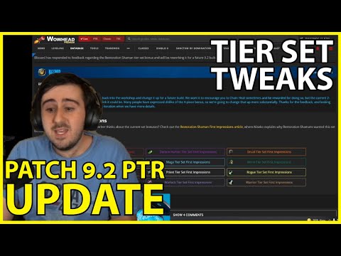 9.2 PTR Update: Tier Set Tweaks, PTR going up today?