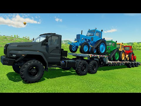 TRACTORS OF COLORS ! MTZ TRACTORS TRANSPORT STRAW & STONES ! Farming Simulator 22