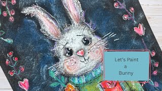 Whimsical Bunny Acrylic Painting/Acrylic + Colored Pencil Tutorial
