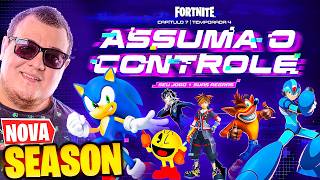 ASSUMA O CONTROLE ! NOVA TEMPORADA COM SONIC PACMAN MEGAMAN E OUTRAS LENDAS DOS JOGOS NO FORTNITE