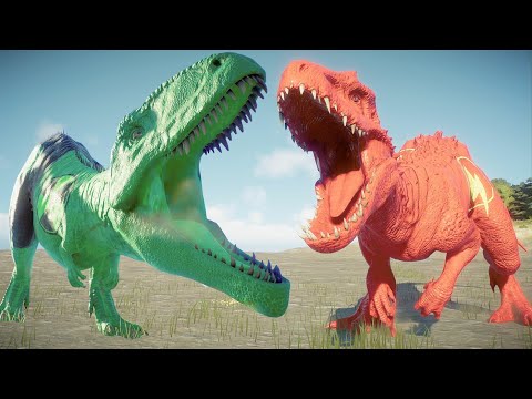 A Flash Indominus Rex Vs  2 Spiderman Spinosaurus Vs 2 Batman T-Rex - Jurassic World Evolution 2