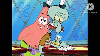 Patrick annoying squidward and following him around everywhere he go