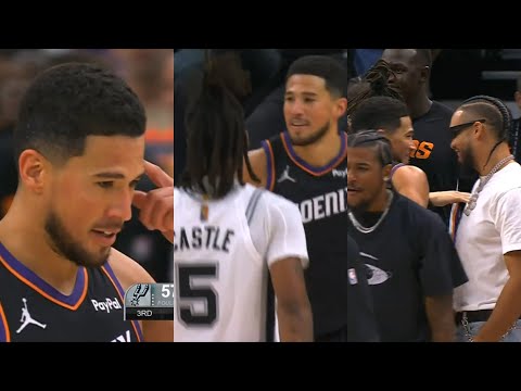 Devin Booker and Stephon Castle were chirping ALL GAME and Dillon Brooks loved it 😂