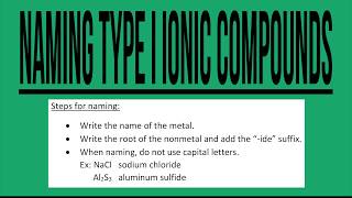 HOW TO NAME TYPE I IONIC COMPOUNDS