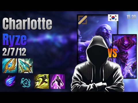 Charlotte Mid Ryze vs Malzahar lol KR solo rank Full Game 15.20 | charlotte 라이즈 vs 말자하