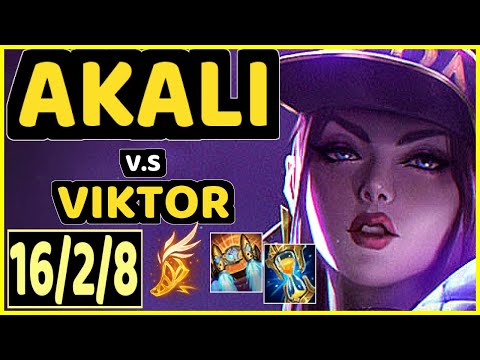 GRACE (AKALI) vs VIKTOR - 16/2/8 KDA MID GAMEPLAY - KR Ranked GRANDMASTER