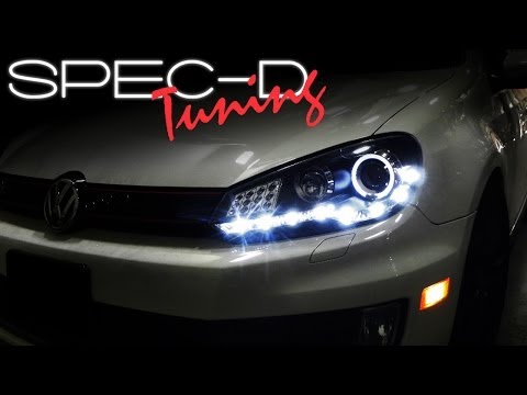 SPECDTUNING INSTALLATION VIDEO: 2009 VOLKSWAGEN GOLF R8 LED PROJECTOR HEADLIGHTS
