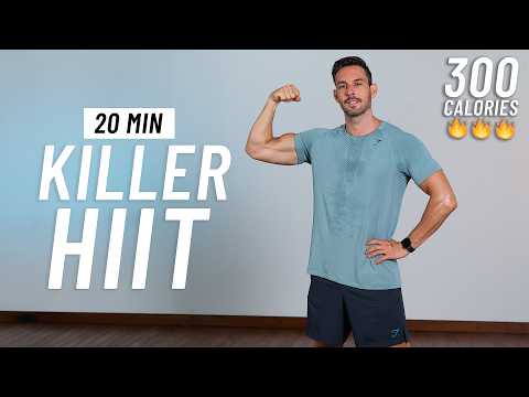 20 Min Killer HIIT Workout For Fat Burn & Cardio (No Equipment, No Repeats)