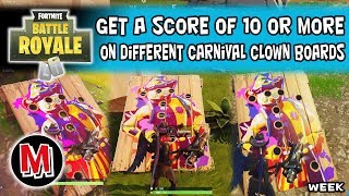 get a score of 10 or more on different carnival clown boards fortnite season 6 week - fortnite woche 9 clown
