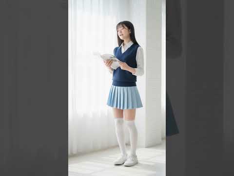 制服の女の子が本を読んでいる