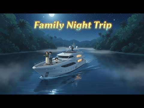 Beautiful Family Ship Journey at Night on the River 🌌🚢 #ghiblistyle #ghiblivibes #river #ship 