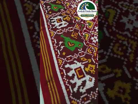Red Elephant Parrot Border Voragaji Manekchowk Motifs Double Ikat Patola Saree