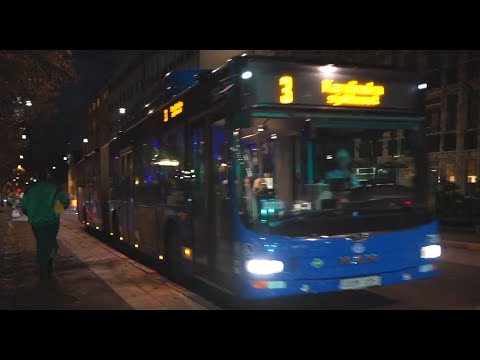 Sweden, Stockholm, bus 3 night ride from Kungsholms kyrka to Polhemsgatan