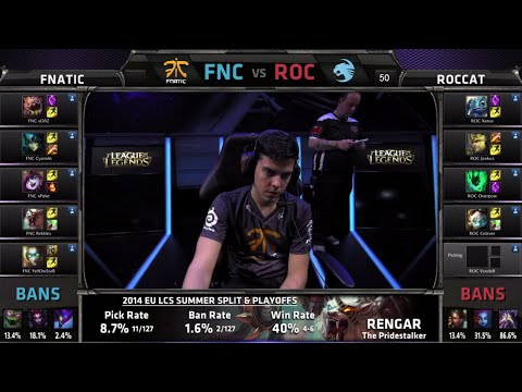 Fnatic vs ROCCAT | Game 5 Semi Finals EU LCS Summer 2014 Playoffs | FNC vs ROC S4 Worlds Regionals