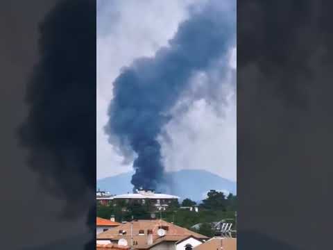 L’incendio a Olgiate Olona ripreso da Legnano