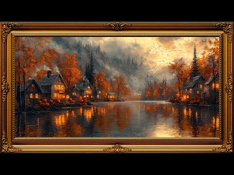 Cozy Fall Ambience with Music | 4K Fall Frame TV Art Screensaver | Relaxing Autumn Cottage Painting