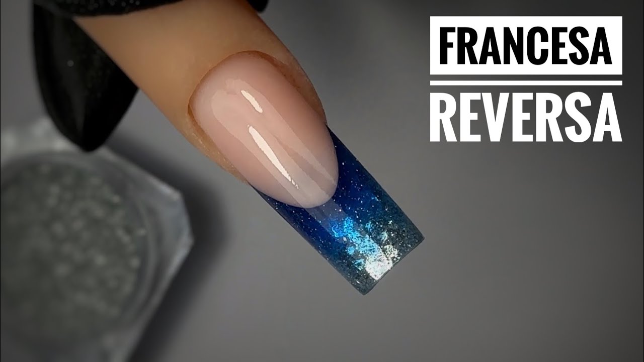 Francesa reversa com glitter e misturinha de gel/ alongamento de unhas para iniciantes 