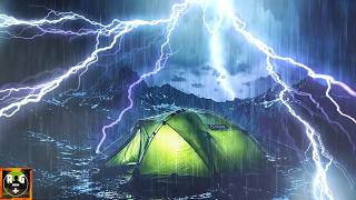 Fall Asleep with Thunderstorm Sounds | Pouring Rain On Tent, Relentless Thunder & Heavy Lightning