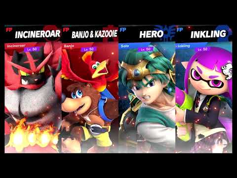 Super Smash Bros Ultimate Amiibo Fights – Request #19543 Incineroar & Banjo vs Solo & Inkling