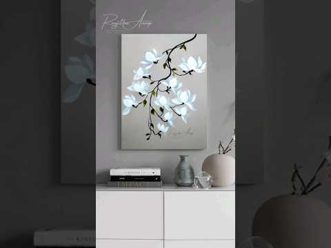 AMAZING ⚪️ White Magnolias Acrylic Painting Flowers #shorts #art