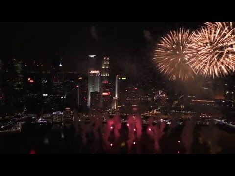 Happy New Year 2016 Singapore Firework - Marina Bay Sands