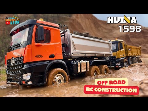 Off Road Test Huina 1598 6X6 & 1536 8x4 RC Dump Trucks | RC Construction Site @CarsTrucks4Fun