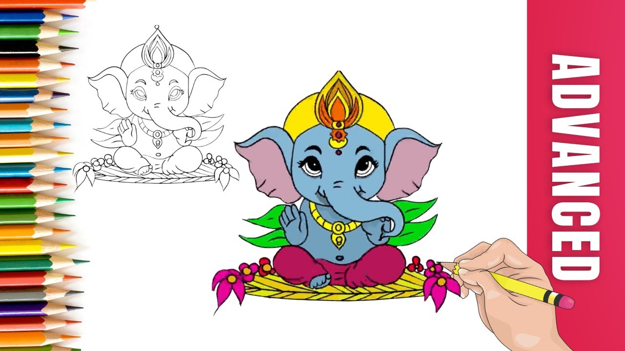 Ganesha drawing step by step for beginners for Kids