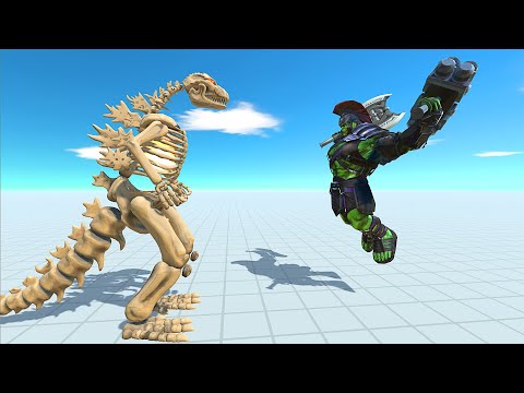 GLADIATOR HULK vs GODZILLA SKELETON - Animal Revolt Battle Simulator