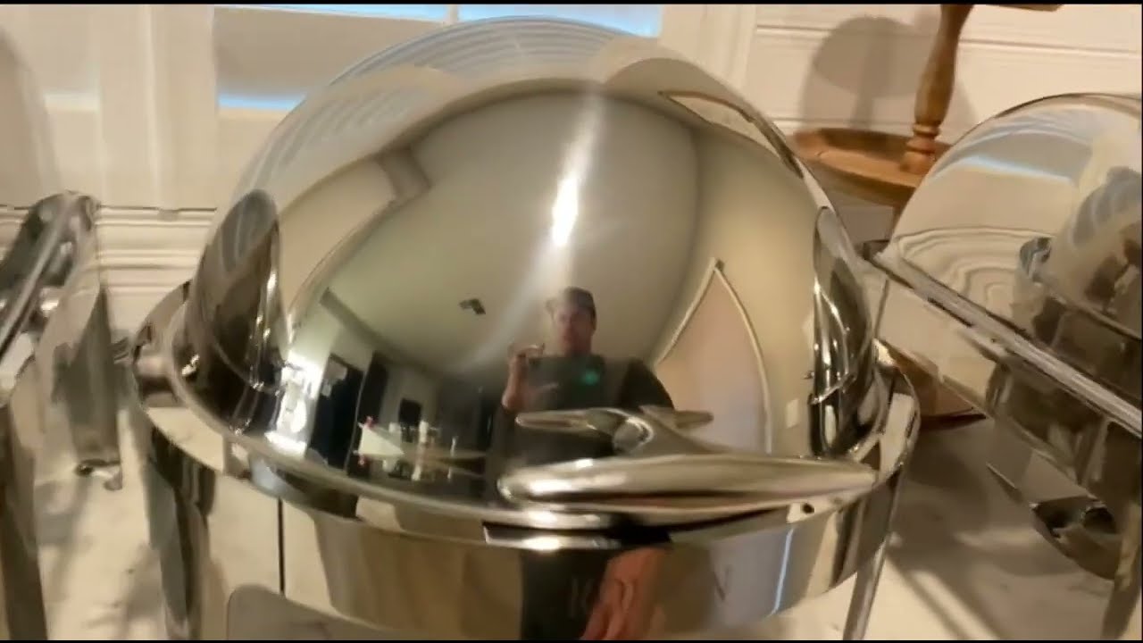 ROVSUN 6 Qt Roll Top Chafing Dish Round Chafer with Food Pan