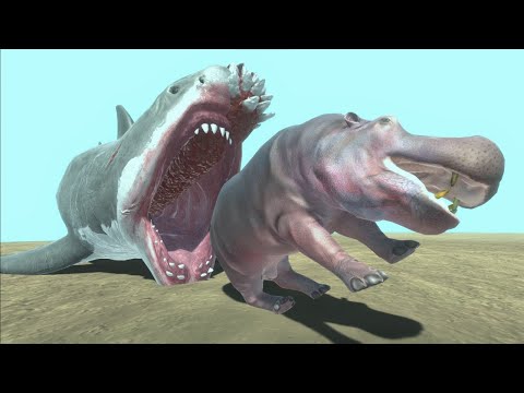 Hippopotamus vs Mutant Megalodon - Animal Revolt Battle Simulator