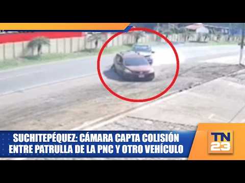Suchitepéquez: Cámara capta colisión entre patrulla de la PNC y otro vehículo
