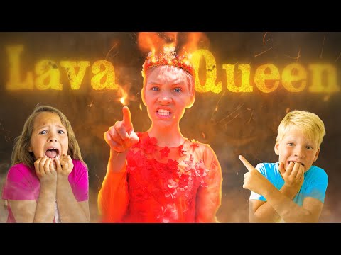 Amelia & Avelina Lava Queen adventure. Akim and Roma kids fun