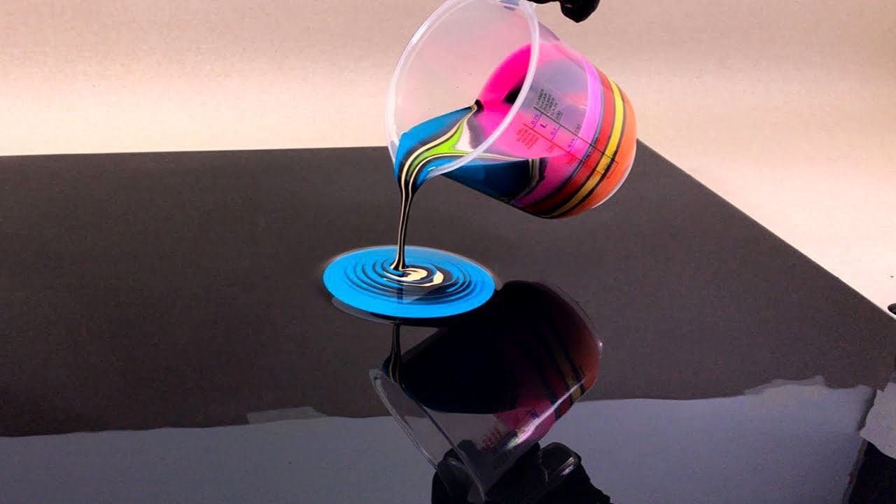 acrylic fluid art painting the black hole technique by tiktus color art