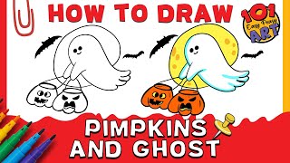 How To DRAW CARTOON PUMPKINS AND  GHOST | HALLOWEEN GHOST | JACK O LANTERNS
