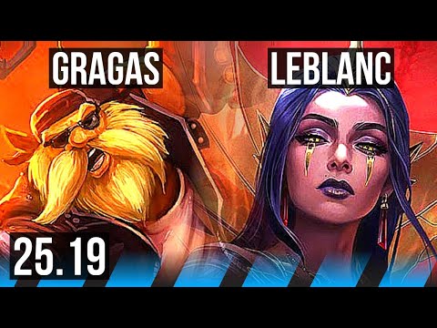 GRAGAS vs LEBLANC (MID) | Rank 5 Gragas, Godlike | EUNE Challenger | 25.19