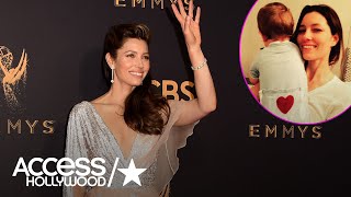 Jessica Biel Shows Off Serious Glam On Emmys Red Carpet – And Son Silas Approves! | Emmys 2017