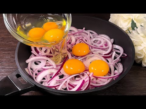 Zwiebeln mit Eiern sind besser als Pizza! Es ist so lecker, dass ich es jeden Tag koche!