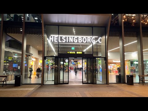 Helsingborg Night Walk | Medieval Tower, City Life, Seaside Views 4K