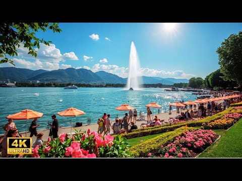 🌸 Geneva Switzerland Walking Tour 4K | ☀️ Summer City Tour, Lake Geneva | Beautiful Swiss Cities