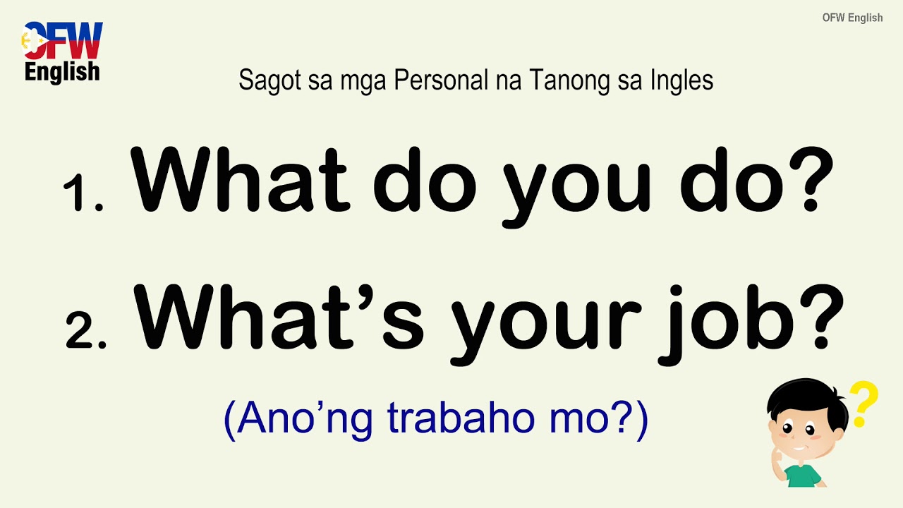Putar video English Tagalog Answers to Common Questions | OFW English Lessons sekarang English Tagalog Answers to Common Questions | OFW English Lessons