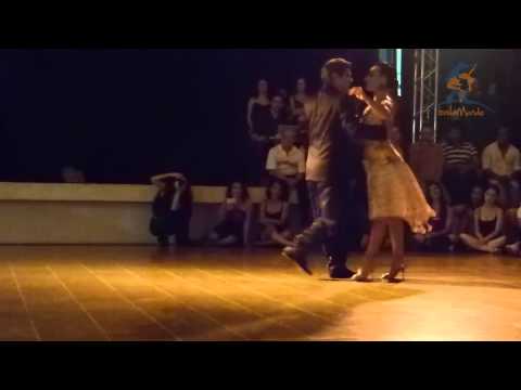  Adrian Veredice  and  Alejandra Hobert  are  dancing  to  the  milonga  "  Carnavalera  "  by  Juan D'Arienzo  in  2013