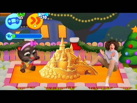 Imitating Angela Build a Sand Castle | My Talking Tom Friends In The Real Life