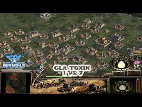 Gla Toxin General - Command Conquer Generals Zero Hour 1 vs 7 HARD Generals