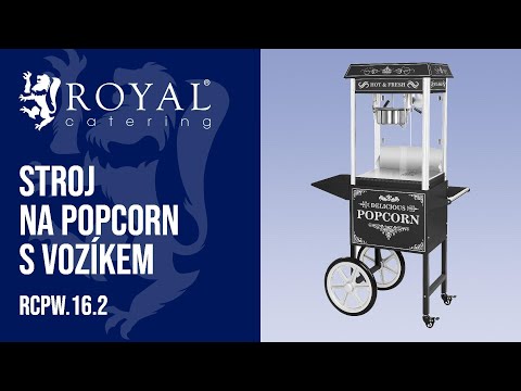video - Stroj na popcorn s vozíkem - retro design - černý